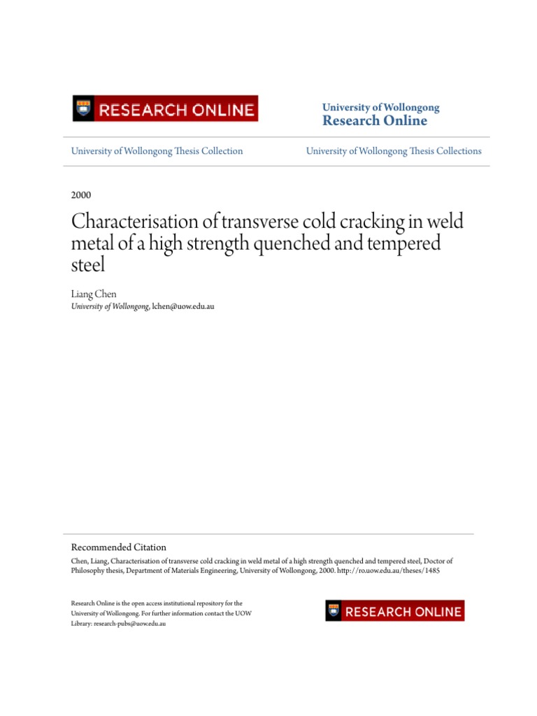 Characterisation of Transverse Cold Cracking in Weld Metal of A H PDF ...