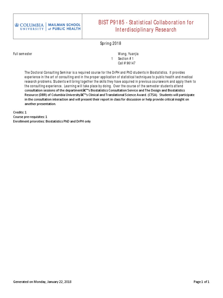 MSPH Section Info P9185 | PDF