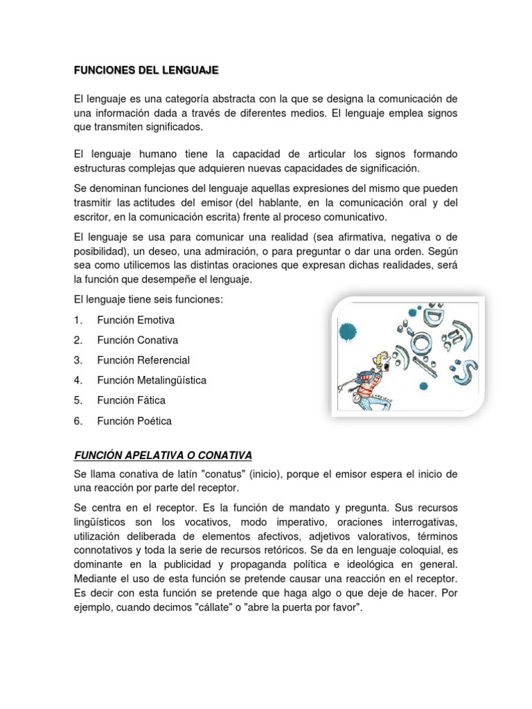 Funciones del Lenguaje en Comunicación | PDF | Lingüística | Comunicación