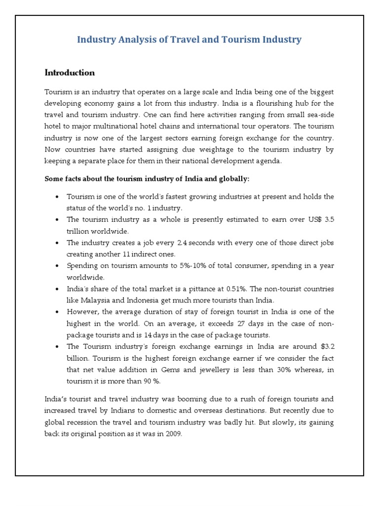 Industry Analysis of Travel and Tourism Industry Tourism Competition