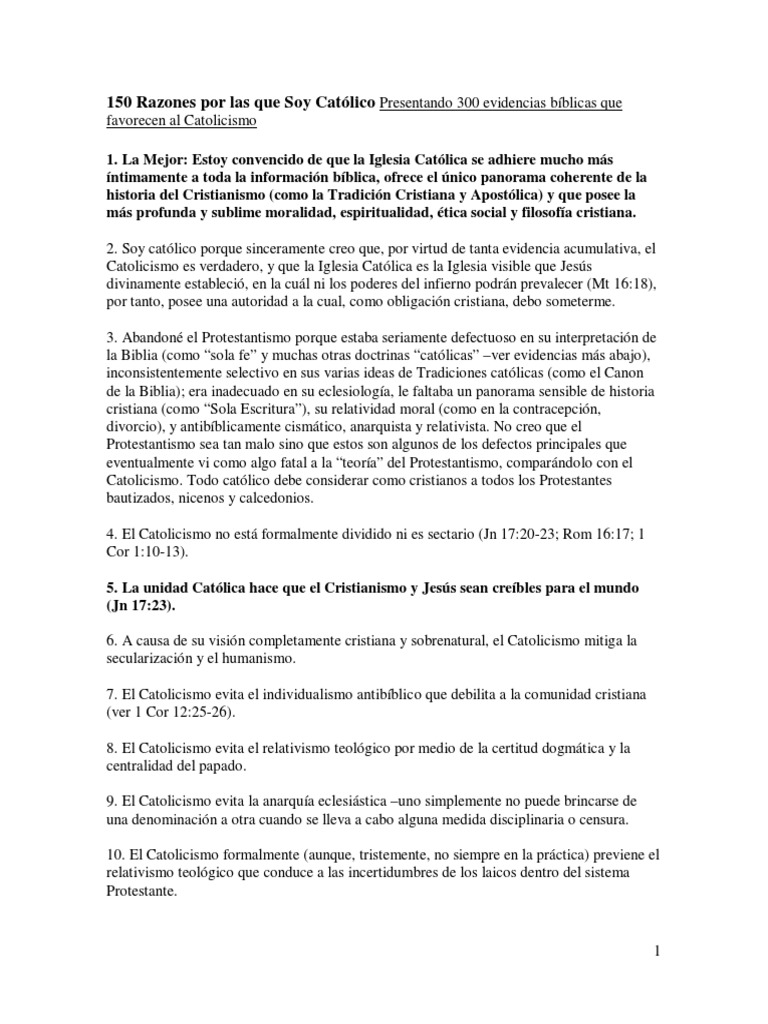 Razones Por Las Que Soy Catolico PDF | PDF | protestantismo | Biblia