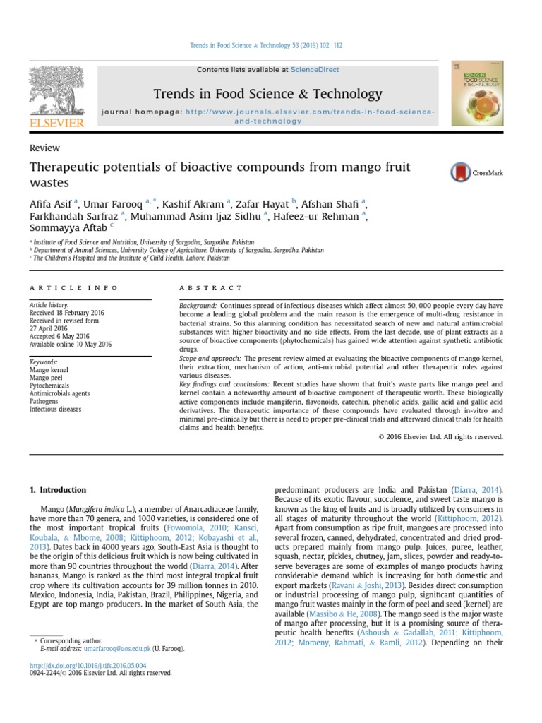 Trends in Food Science & Technology | PDF | Polyphenol | Antimicrobial