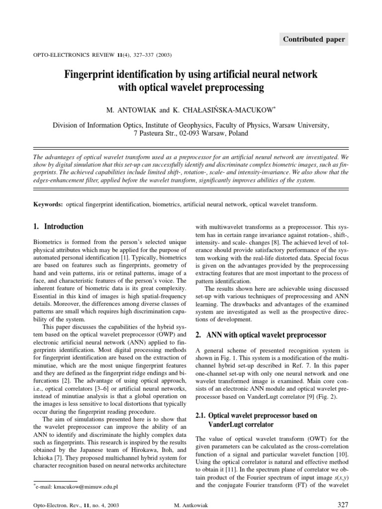 Fingerprint Identification by Using Artificial Neural Network With ...