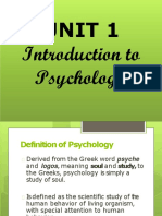 Unit 1 Introduction To Psychology