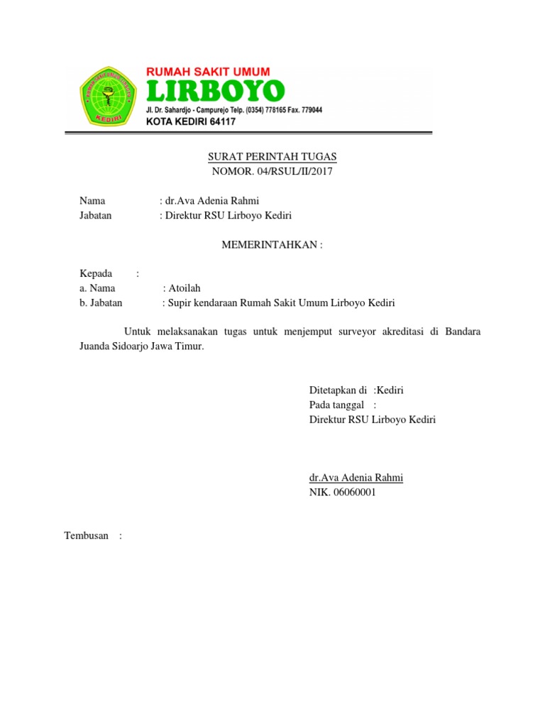 Surat Tugas Supir