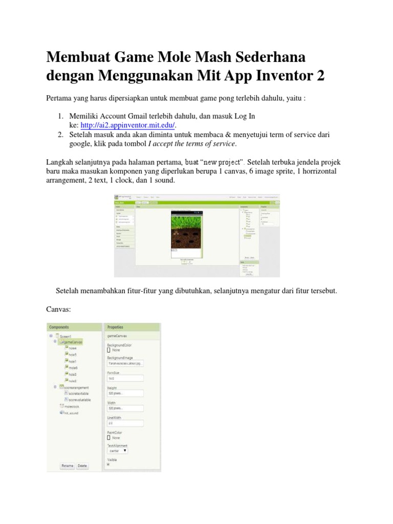 Membuat Game Mole Mash di MIT App Inventor | PDF