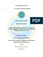 Gestion Del Talento Humano y Su Relación Con El Desempeño Laboral en La Municipalidad Distrital de Hualmay 2017