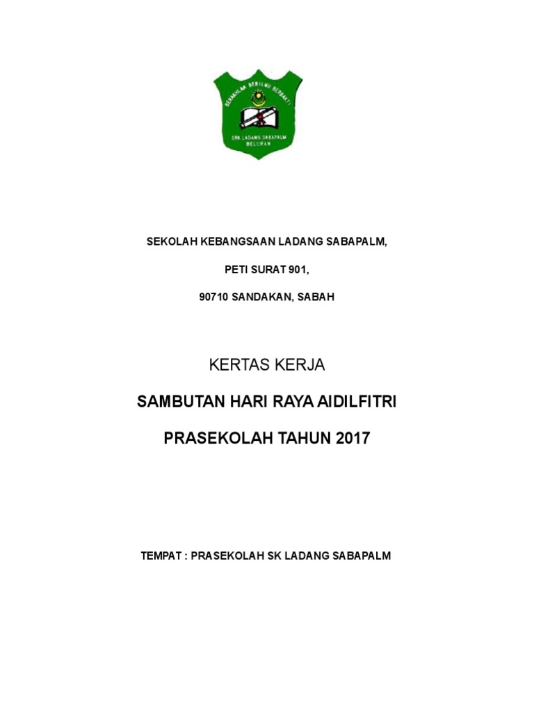Kertas Kerja Sambutan Hari Raya  Prasekolah 2022  Kertas Kerja Sambutan Hari Raya  Prasekolah 2022