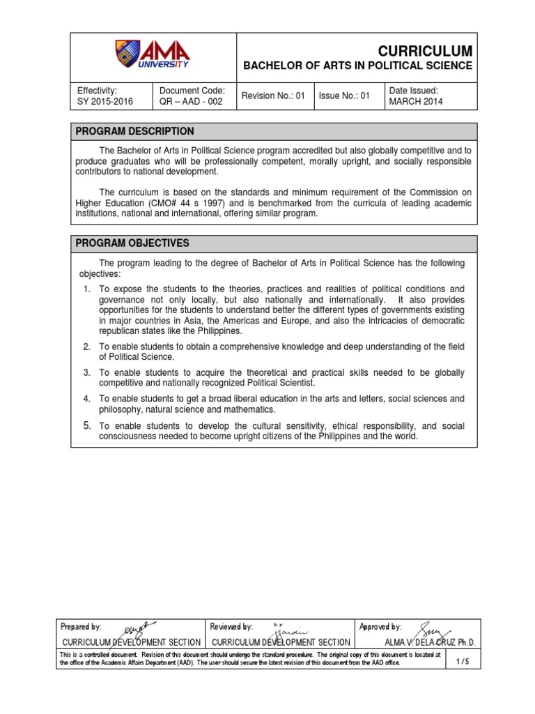 Ateneo BA Political Science Curriculum | PDF | Curriculum | Political ...
