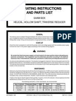 Operating Instructions and Parts List: Shaw-Box Helical, Hollow Shaft, Traverse Reducer