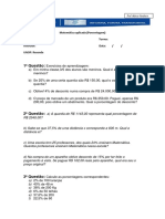 Exercício de Matemática-Percentagem