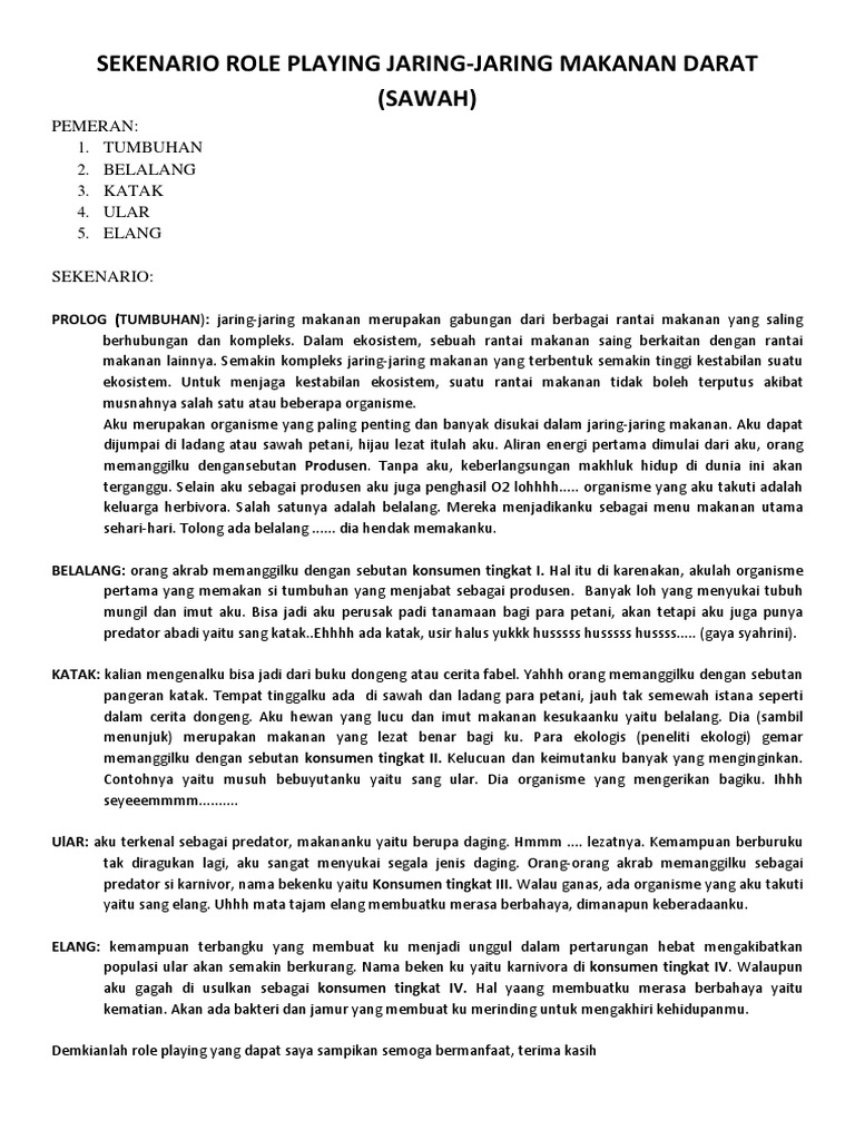 Sekenario Role Playing Jaring