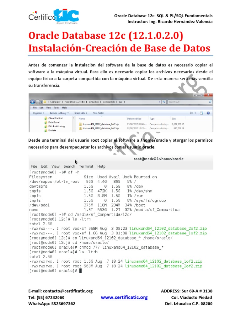 Instalación de Oracle Database 12c | PDF | Base de datos Oracle | SQL