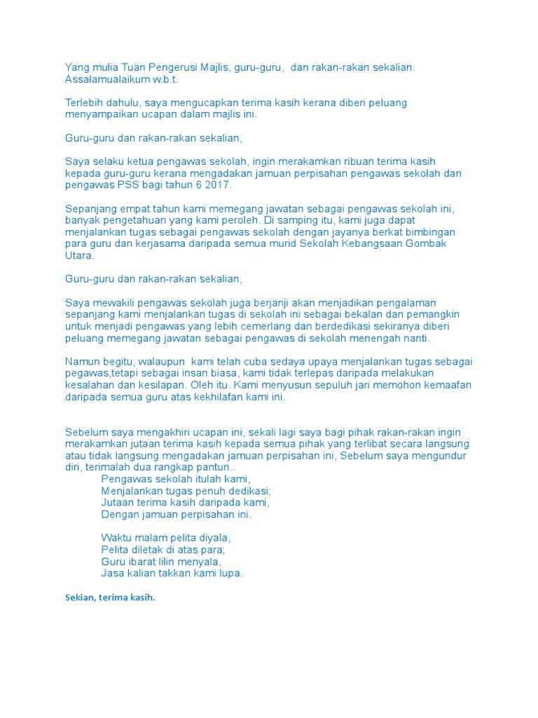 Ucapan Wakil Pengawas Pdf