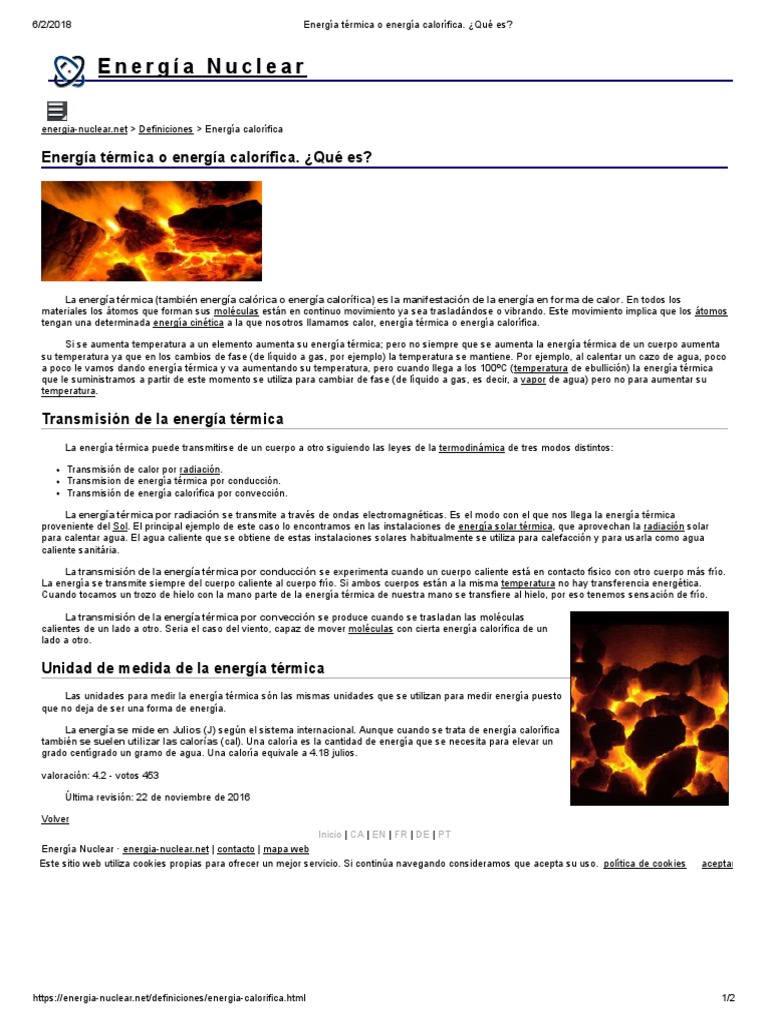 Energia Termica O Energia Calorifica Calor Conduccion Termica