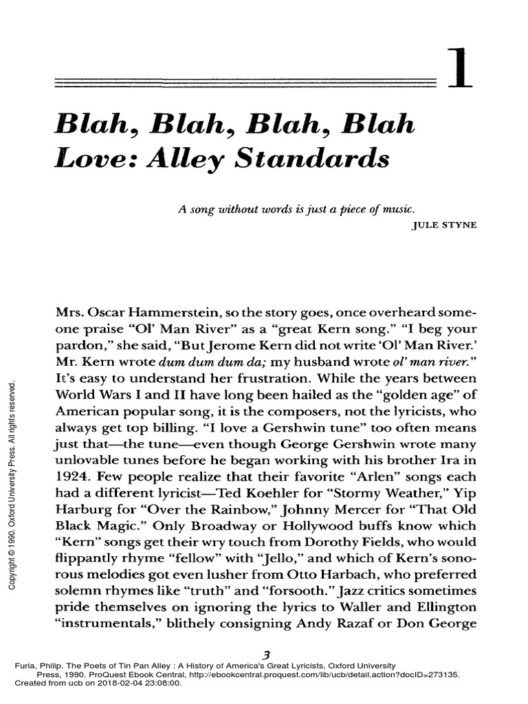 The Poets of Tin Pan Alley A History of America's (1. Blah, Blah
