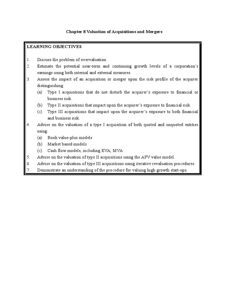 Valuation Strategies for Mergers and Acquisitions | PDF | Book Value ...