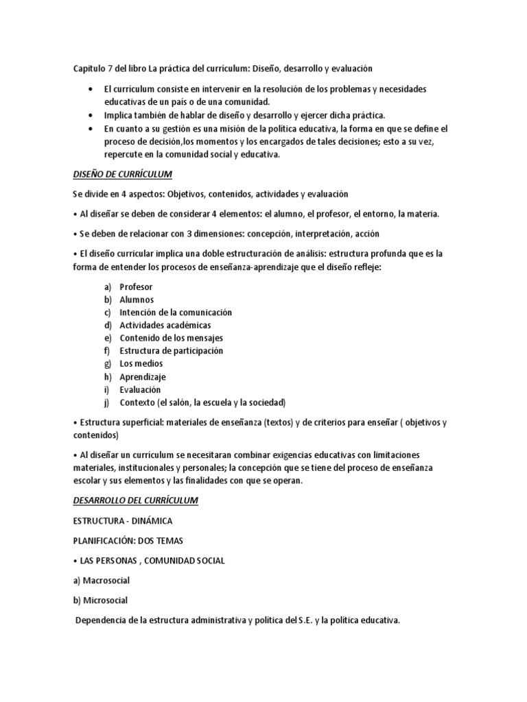 Diseño y Evaluación del Currículum Educativo | PDF | Plan de estudios ...