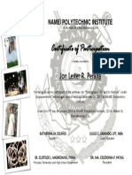 Certificate of Participation: Jon Lester R. Peralta