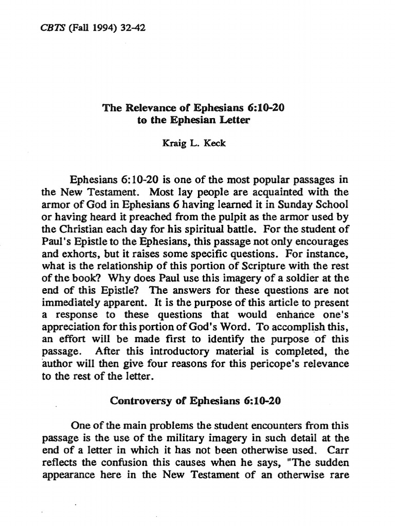 The Relevansi Ephesians 6 10 20 PDF | PDF | Epistle To The Ephesians ...