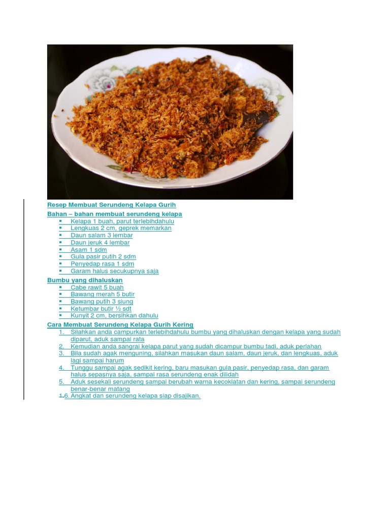 Resep Membuat Serundeng Kelapa Gurih