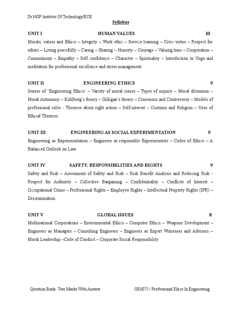 PEE 2marks With Answers | PDF | Risk | Integrity