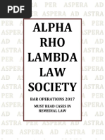 Alpha RHO Lambda LAW Society: Bar Operations 2017