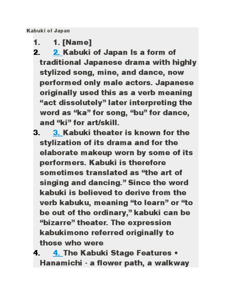 Kabuki of Japan | PDF | Performing Arts | Theatre