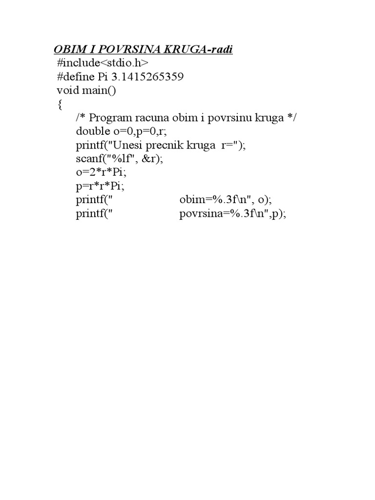 Obim I Povrsina Kruga | PDF
