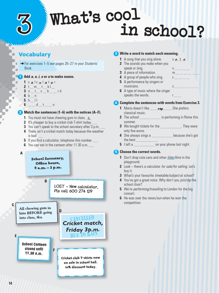 Vocabulary and Grammar Exercises for Students | PDF | Classroom ...
