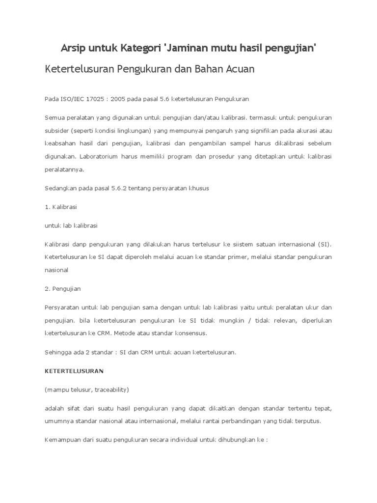 Prosedur Control Sampel dalam Kalibrasi | PDF | Sains & Matematika ...