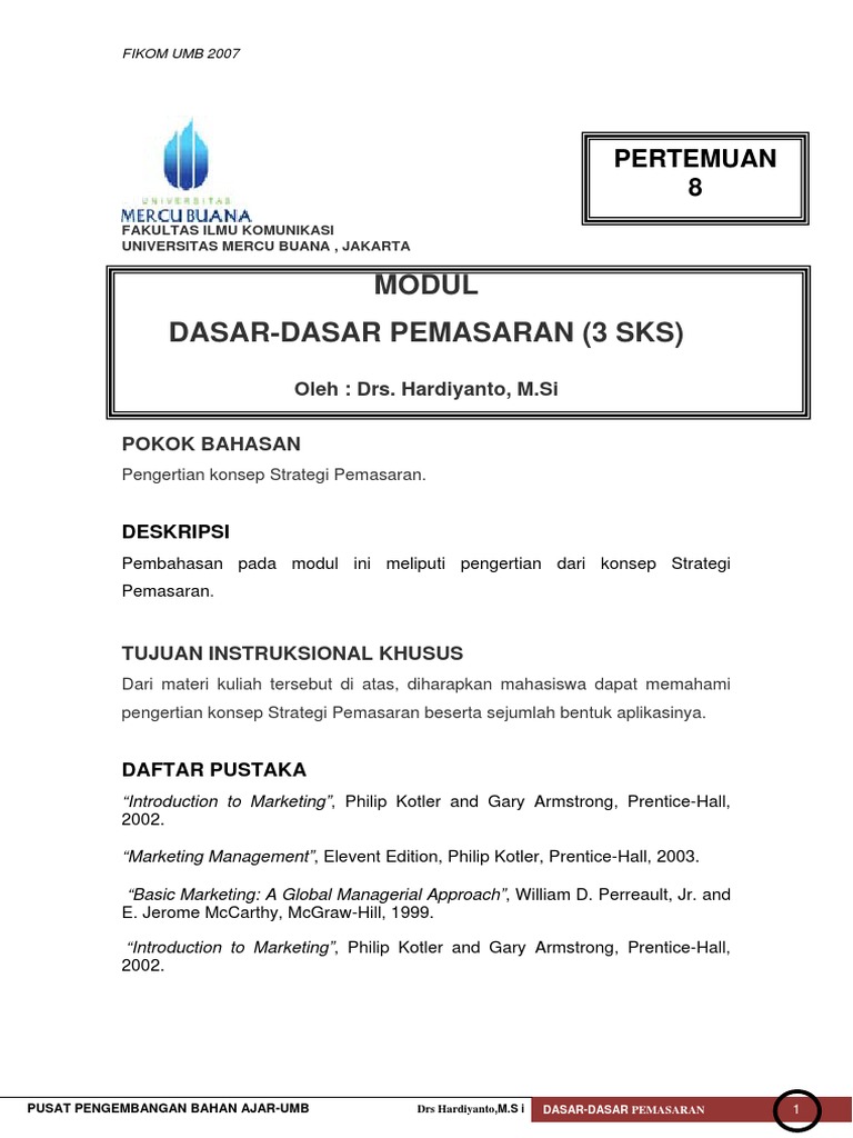Modul 8 Strategi Pemasaran