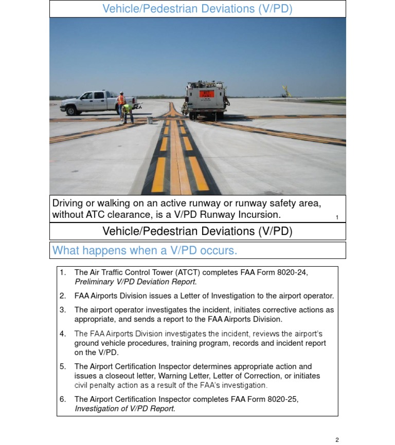 Driving or Walking On An Active Runway or Runway Safety Area, Without ...
