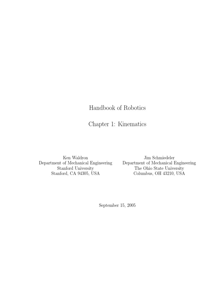Kinematics in Robotics Handbook | PDF | Kinematics | Euclidean Vector