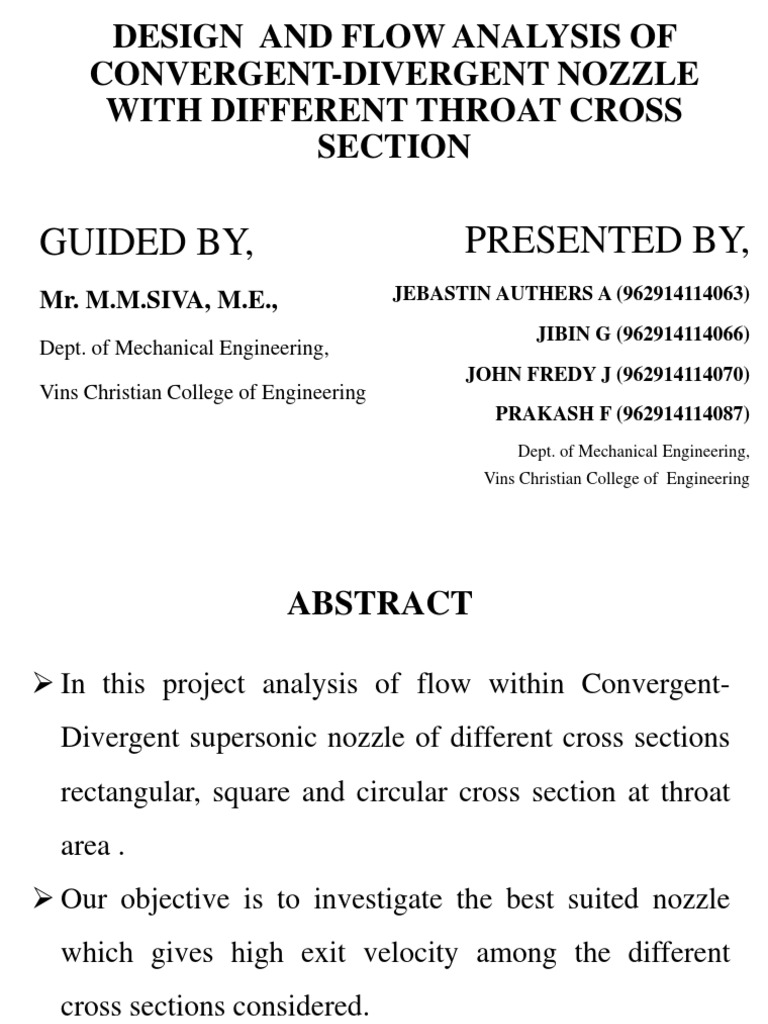 Guided By, Presented By,: Design and Flow Analysis of Convergent ...