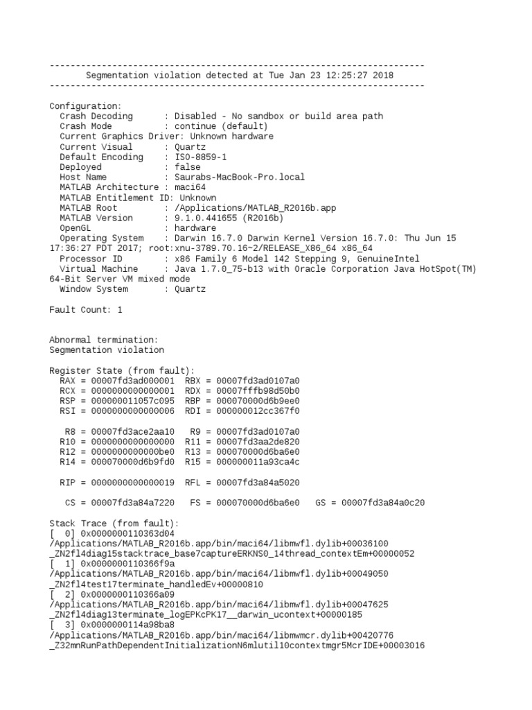 Matlab Crash Dump PDF Application Software Computer Engineering
