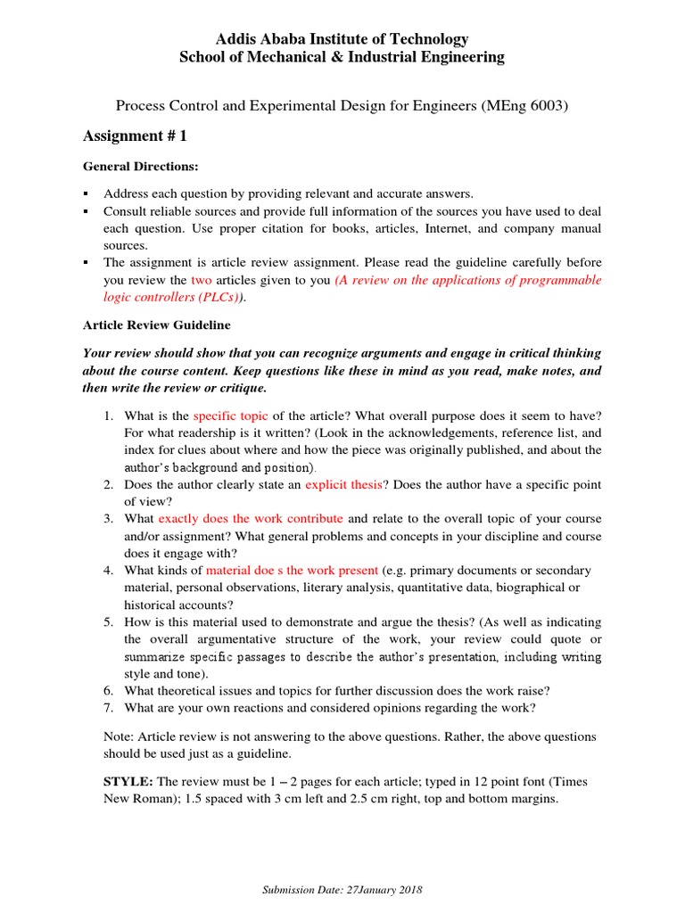 Guidline Article Review  Thesis  Critical Thinking