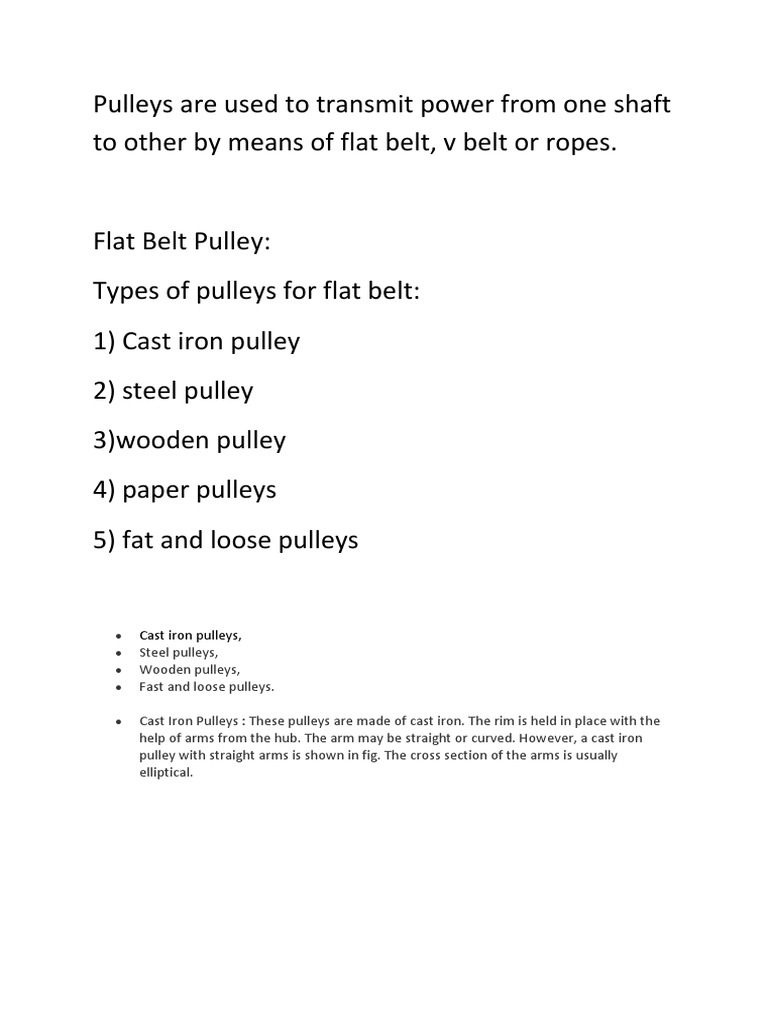 Pulleys Are Used To Transmit Power From One Shaft To Other by Means of