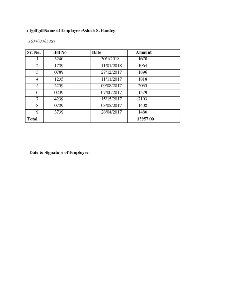 Employee Billing Summary for Ashish S. Pandey | PDF