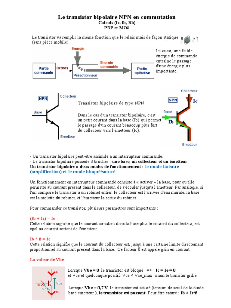 Cours Transistor Pdf Transistor Bipolaire Semi Conducteurs