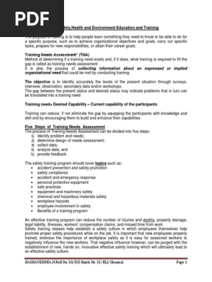 Training Needs Assessment