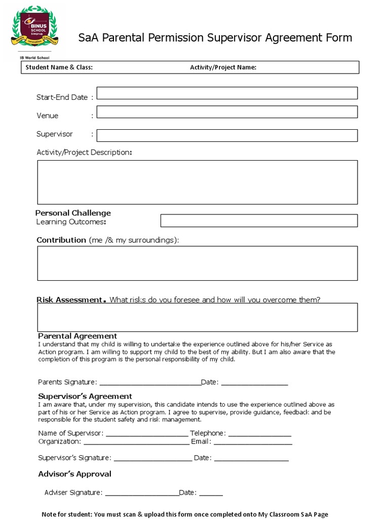 SaA Parental Permission Form | PDF