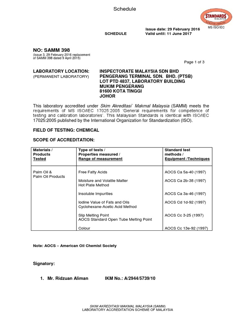 Inspectorate Malaysia SDN BHD, Johor  PDF  Fuel Oil  Gasoline