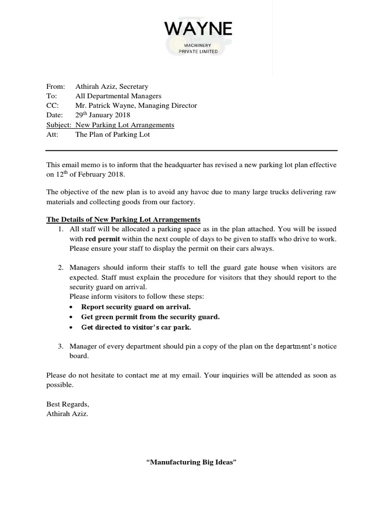 The Details of New Parking Lot Arrangements PDF