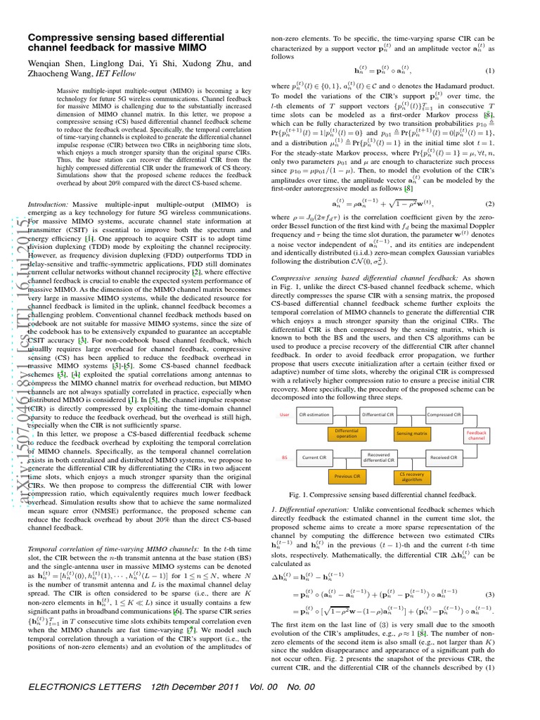 Compressive Sensing Based Differential Channel Feedback For Massive ...