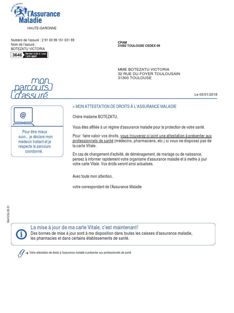 Attestation Droit S Assurance Bien Etre