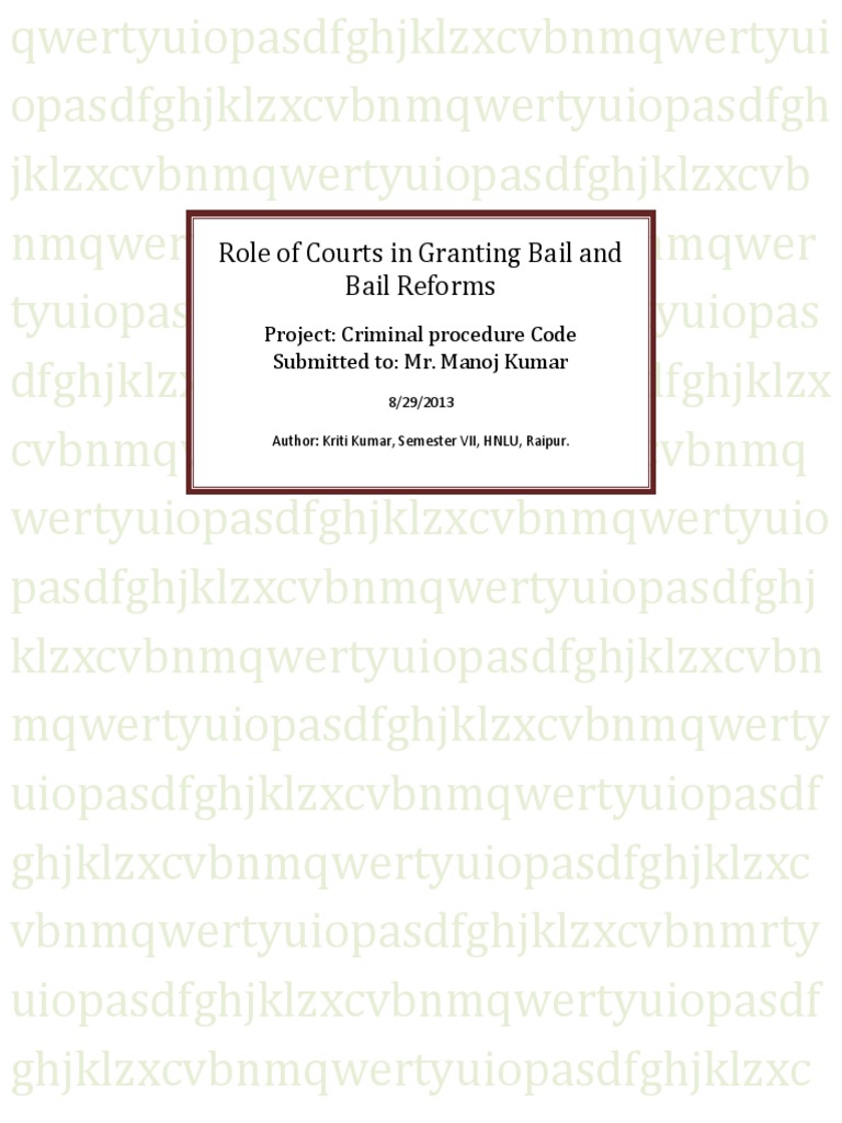 Role of Courts in Bail Reforms | PDF | Bail | Criminal Justice