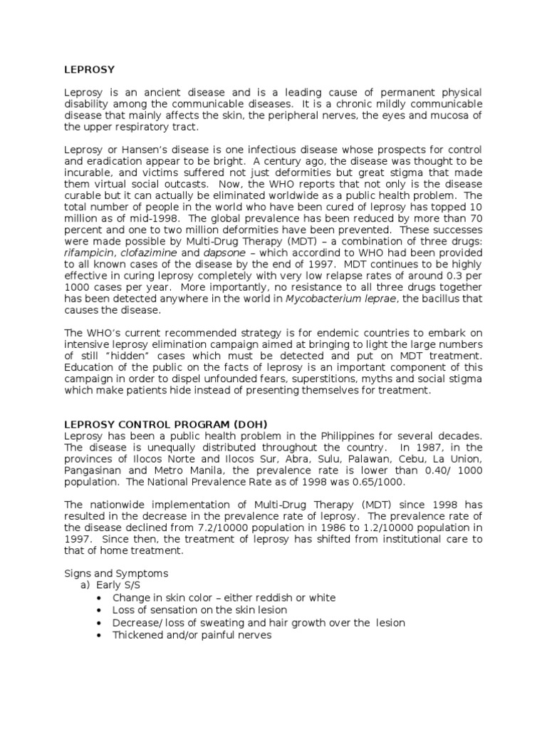 Leprosy symptoms image