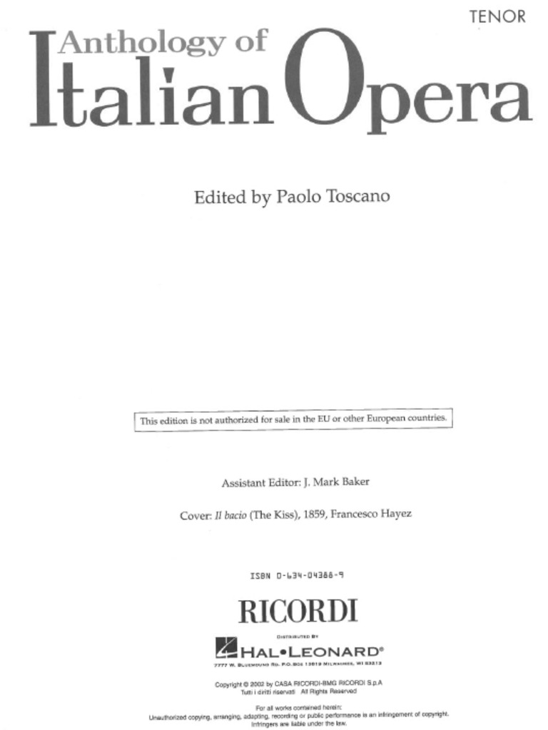アート・デザイン・音楽 Anthology of Italian Opera TENOR アート