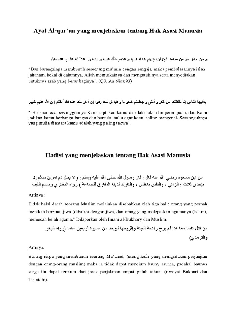 Ayat Al Qur'an Tentang HAM